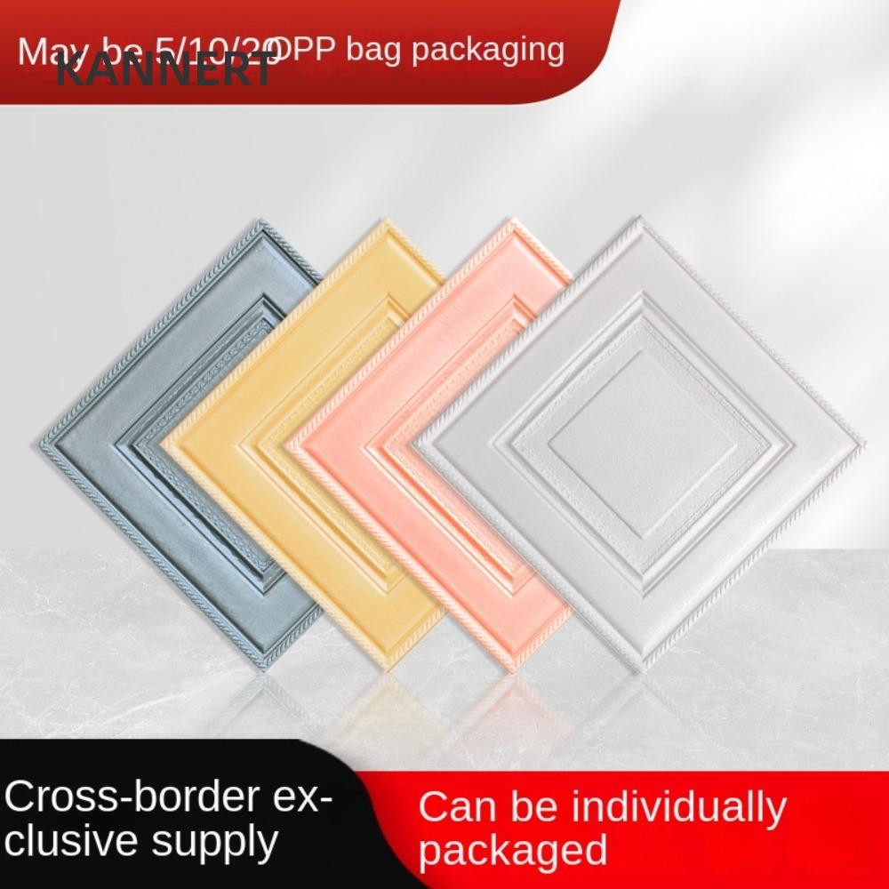 Nhãn dán tường âm thanh nổi KANNERT, Giấy dán tường xốp mạnh 35 * 35cm, Họa tiết trần tự dính Chống thấm nước Nền TV Trang trí nội thất