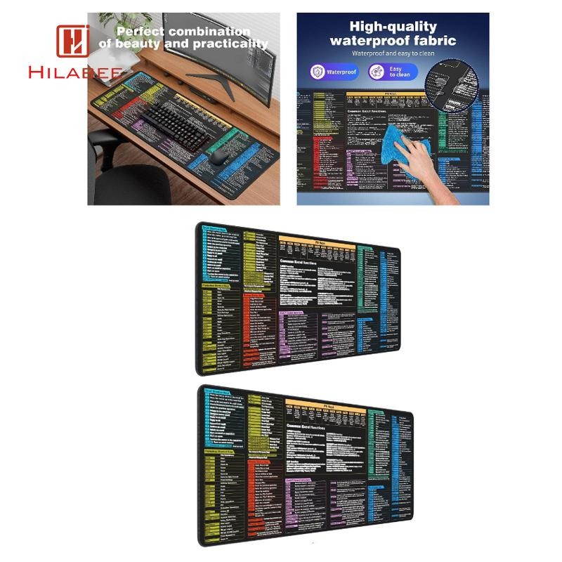 Miếng Lót Máy Tính Có Phím Tắt excel Word / excel Phím Tắt Tấm Mousepad Khâu Cạnh Chống Thấm Nước Để