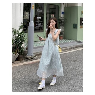  Váy Liền Chữ A Hai Dây Bèo Form Rộng Phong Cách Hàn Quốc Đơn Giản 