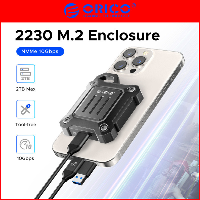ORICO M.2 2230 NVMe SSD Vỏ chống sốc kim loại 10Gbps cho iPhone15 Pro Max ProRes MacBook (XAM2)