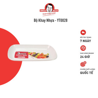 Bộ 3 khay nhựa uncle bills đựng thức ăn lót bàn ăn tiện lợi cao cấp 35x21x4cm - yt0028