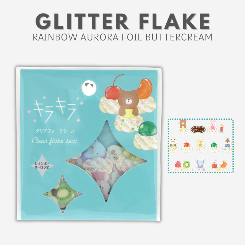 World Craft Sticker Glitter Flake Sticker Rainbow Aurora Foil Buttercream KFS-028