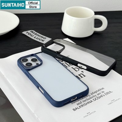 Suntaiho Ốp Lưng iPhone Cao Cấp Trong Suốt Màu Sắc Biên Giới Đẹp Ốp Điện Thoại Cứng Chống Sốc Cho iPhone 12 13 14 15 16 Pro Max IP