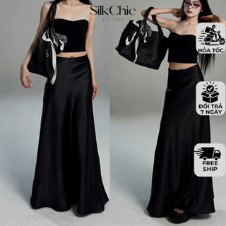 Chân Váy Dáng Xoè Chữ A Chất Liệu Lụa Satin Mềm Mịn SC695 Chân Váy Thanh Lịch Công Sở  Sang Chảnh