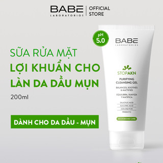 Sữa rửa mặt BABE Stop AKN Purifying Cleansing gel cho da dầu mụn 200ml