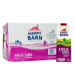   THÙNG 12 HỘP x 1L  Sữa tươi tiệt trùng nguyên kem không đường - Happy Barn 3.8% 