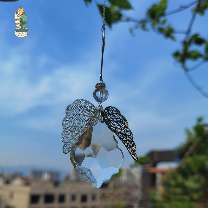 Crystal Angel Wing Sun Catcher Crystal Glass Chuông gió Thời trang Mặt trời khúc xạ Rèm trang trí Su