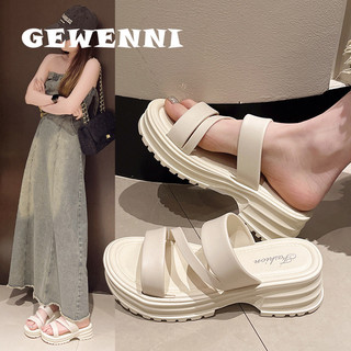 GEWENNI dép sandal nữ dép đế cao Thoải Mái Xinh Xắn  Đa năng Tự nhiên Chống bám bụi Độn đế FDL24707AF 28Z240711