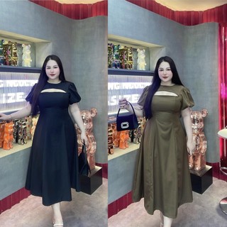 60-90kg đầm khoét ngực dáng dài bigsize vương ngọc hân