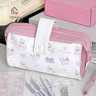   Tdiepf  Hộp đựng bút chì cho chó mèo Canvas di động Dung tích lớn Văn phòng phẩm Túi đựng bút đa chức năng Quà tặng học sinh MỚI 