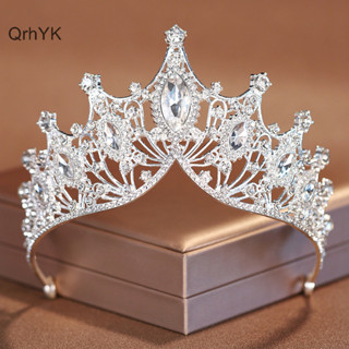 Nhà Máy Thời Trang Tinh Tế Lấp Lánh Baroque Cưới Pha Lê Cô Dâu Vương Miện Tiaras Tóc Phụ Kiện Trang Sức Nữ Kim Cương Giả Mũ QrhYK