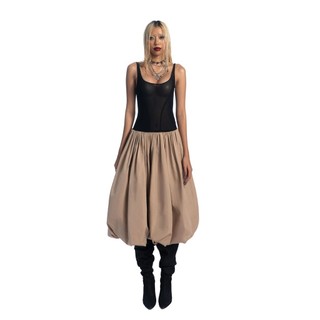 Puzzle Mesh Tank Bubble Midi Dress - Đầm midi bí phối lưới