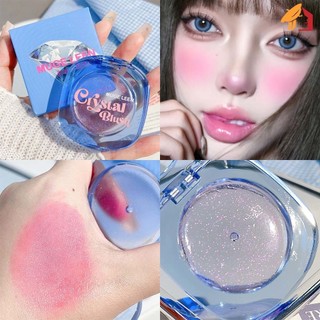 Phấn má hồng pha lê trong suốt - Round Silky Chống nước đổi màu Rouge - Son môi trang điểm môi đa năng