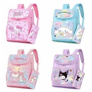  Ba lô trẻ em AHOUR1 Túi đi học Cinnamoroll Kuromi Trẻ em Giai điệu của tôi Dung tích lớn có hộp đựng bút chì Túi sách 