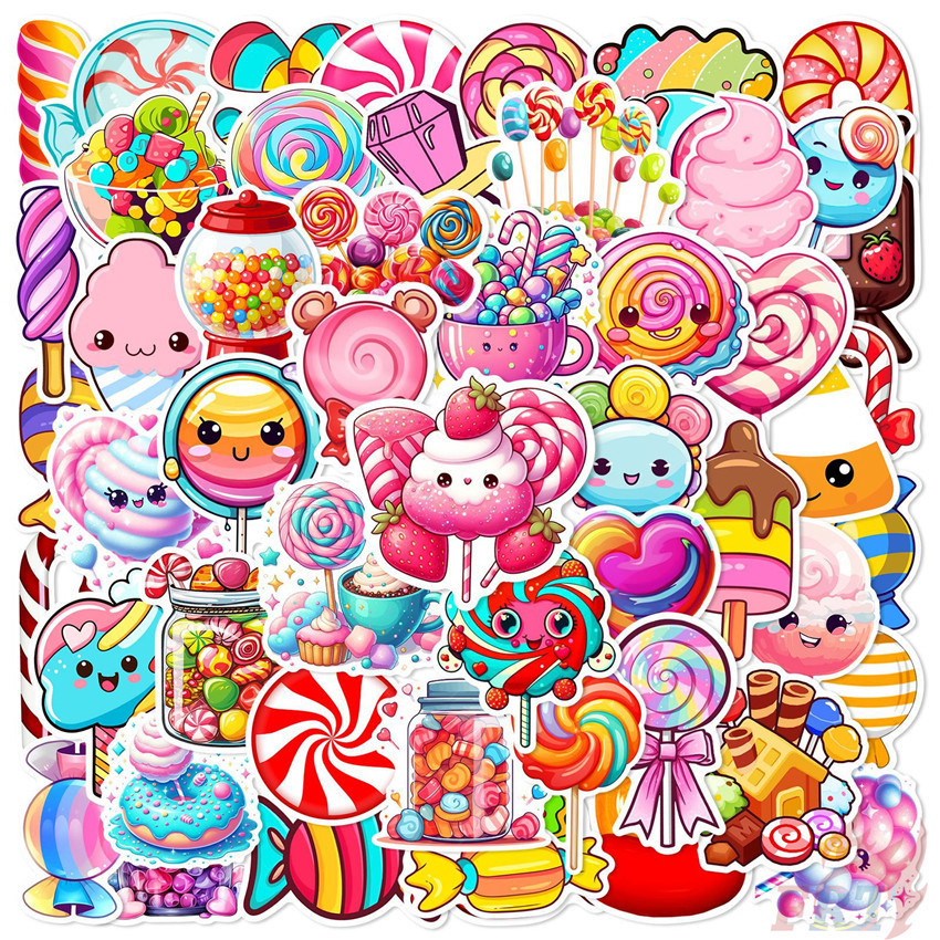 ❉ Colorful Candy Lollipop Dessert Series 04 Stickers ❉ 50Pcs/Set DIY Fashion Waterproof Doodle Decal