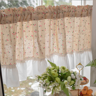 Rèm Ngắn Nhà Bếp chery phối voan trơn chân, rèm decor cửa ngắn, ngăn nửa cửa đi | DAISY
