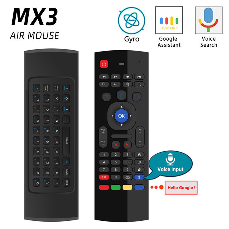 Mx3 MX3-L Chuột không khí có đèn nền Điều khiển từ xa bằng giọng nói thông minh đa năng Bàn phím khô