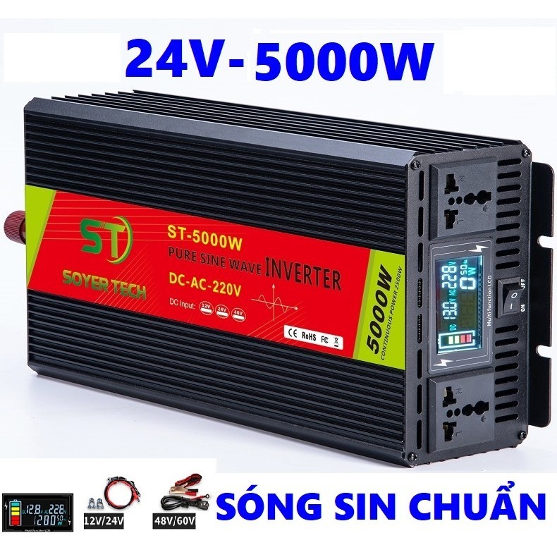 [Chính hãng] Bộ chuyển đổi điện Sin Chuẩn 24V-5000W-Bộ Đổi Nguồn 24V sang 220V Sin Chuẩn 5000w-STR-5