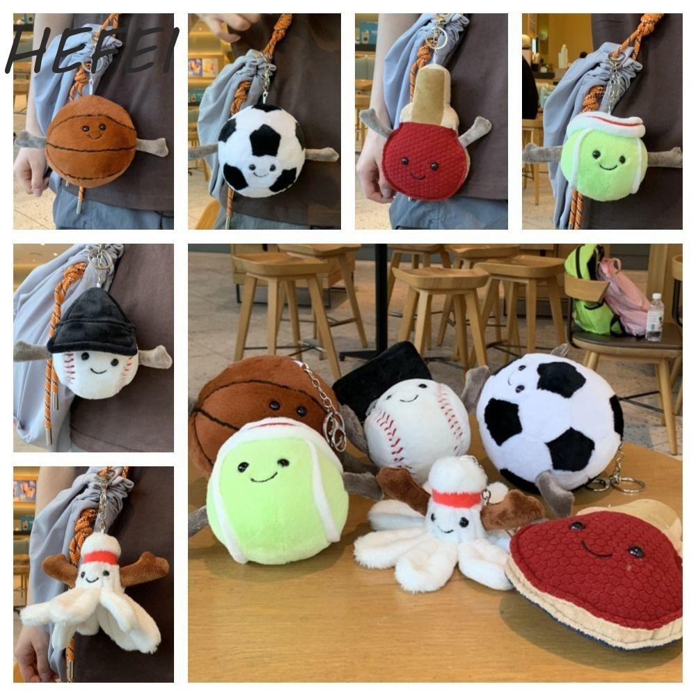 Mặt dây chuyền túi Jellycat, Bóng đá bóng bàn Bóng rổ sang trọng Móc khóa, Hoạt hình Tennis Bóng chà