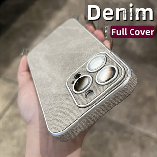 Ốp Điện Thoại Họa Tiết Vải Denim Cho IPhone 15 Pro Max 11 12 13 14 Pro Max Vỏ Mềm Bảo Vệ Camera Vỏ Chống Sốc