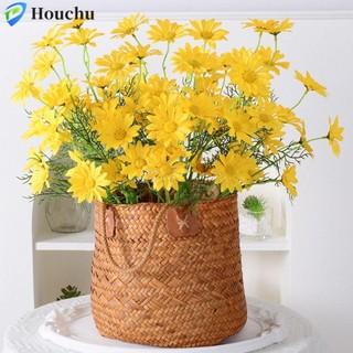 Houchu Hoa Cúc Lụa, Thanh Lịch 5 Đầu Hoa Cúc Nhân Tạo, Trang Trí Ngày Lễ Thực Tế DIY Nhựa Giả Cây Cưới Trang Trí Sinh Nhật