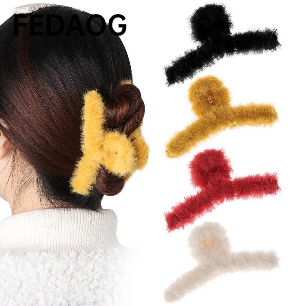 Dành Cho Nữ Cô Gái Thu Đông Hàn Quốc Hairgrip Kích Thước Lớn Lông Thú Giả Vuốt Tóc