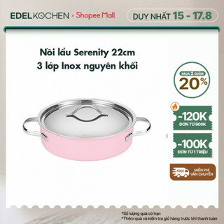 Nồi lẩu inox 3 lớp nguyên khối Edelkochen Serenity Collection size 22cm – Màu Edel Pink