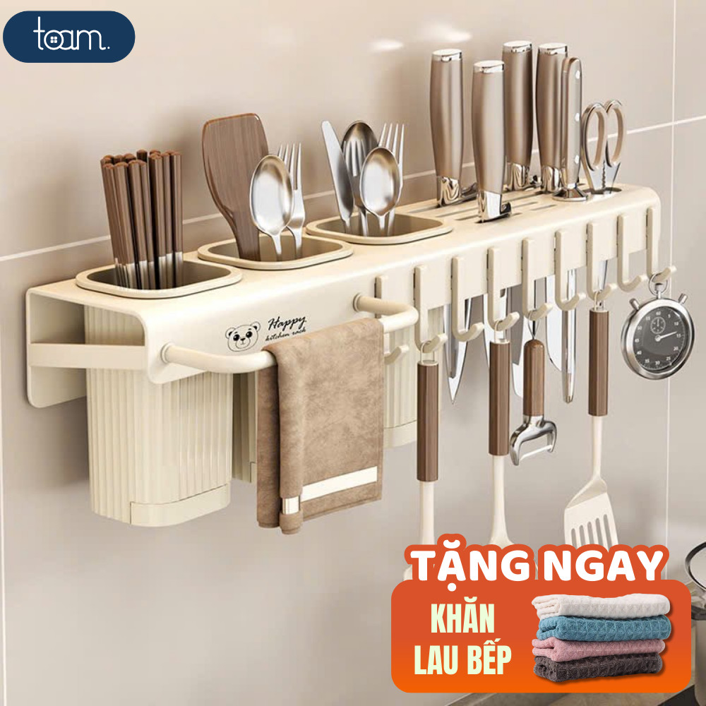 Kệ để đũa dao, kệ nhà bếp cài dao kéo đa năng treo tường chất liệu thép carbon không cần khoan đục