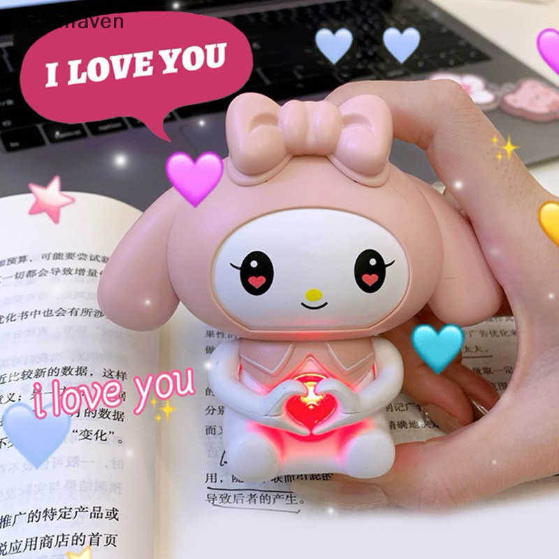 Đồ Chơi Hoạt Hình Trái Tim Phát Sáng, Kuromi, Melody,Cinnamoroll  Nói I Love You - Móc Khóa, Quà Tặn