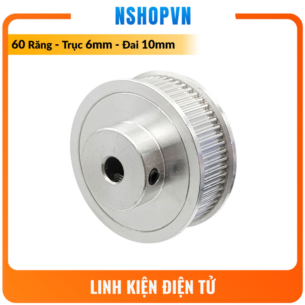 Puly GT2 60 răng | trục 6mm | bề rộng đai 10mm