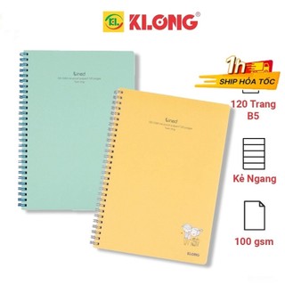 Vở kẻ ngang 120 trang B5 lò xo kép bìa nhựa MS 581 Lined VPPKLONG, tập sổ Klong Chọn Màu
