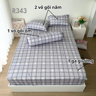 Bộ ga giường thun lạnh 4 món R343 in 3D REE Bedding đủ size drap trải nệm