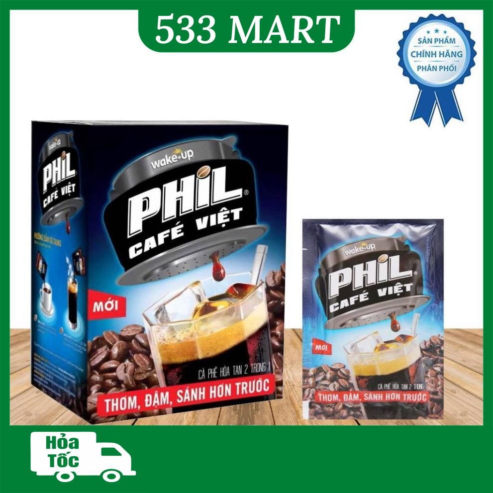 Cà phê Vinacafe Wake up Phil cafe Việt (hộp 15 gói x 16g)