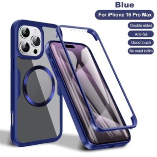 360 Bảo Vệ Toàn Diện Từ Tính Sạc Không Dây Trong Suốt Ốp lưng Có Màn Hình Cho iPhone 16 15 14 13 12 11 Pro Max Plus Acrylic Chống Sốc Ốp Lưng Cứng