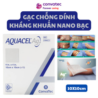 Gạc Phủ Bạc AQUACEL AG Extra 10x10cm, Gạc Chống Dính Vết Thương, Gạc Mỡ, Gạc Bạc, Băng Gạc Vết Thương Vô Trùng