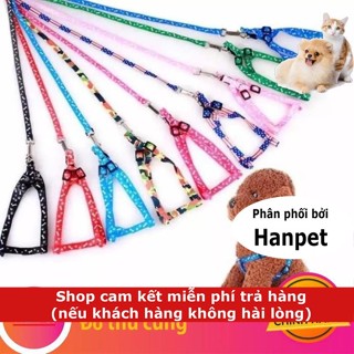  Hanpet.GV- Dây dắt chó mèo + dây yếm đai yên ngựa nhỏ xinh cho chó mèo  2 size  loại 1 lớp mỏng nhẹ 