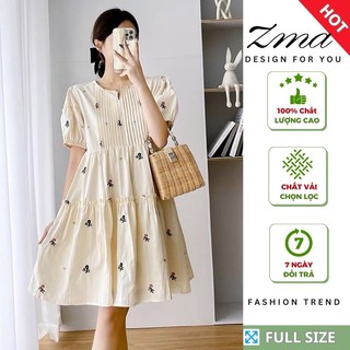Váy bầu, Đầm bầu xinh hoa nhí kiểu dáng Hàn Quốc dáng dài đi dự tiệc công sở đẹp thời trang