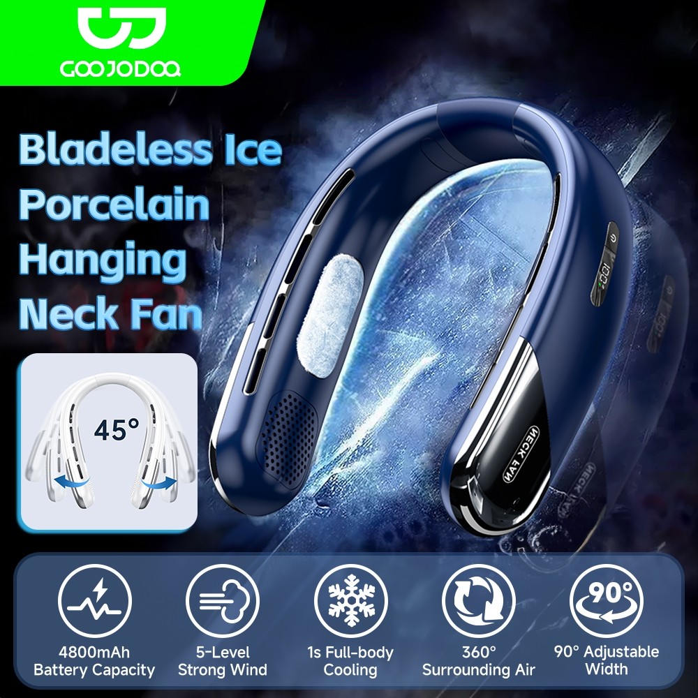 Quạt Cổ GOOJODOQ Quạt Làm Mát Không Cánh Di Động Ngoài Trời Sạc Im Lặng 360 Độ Làm Mát Cổ Quạt