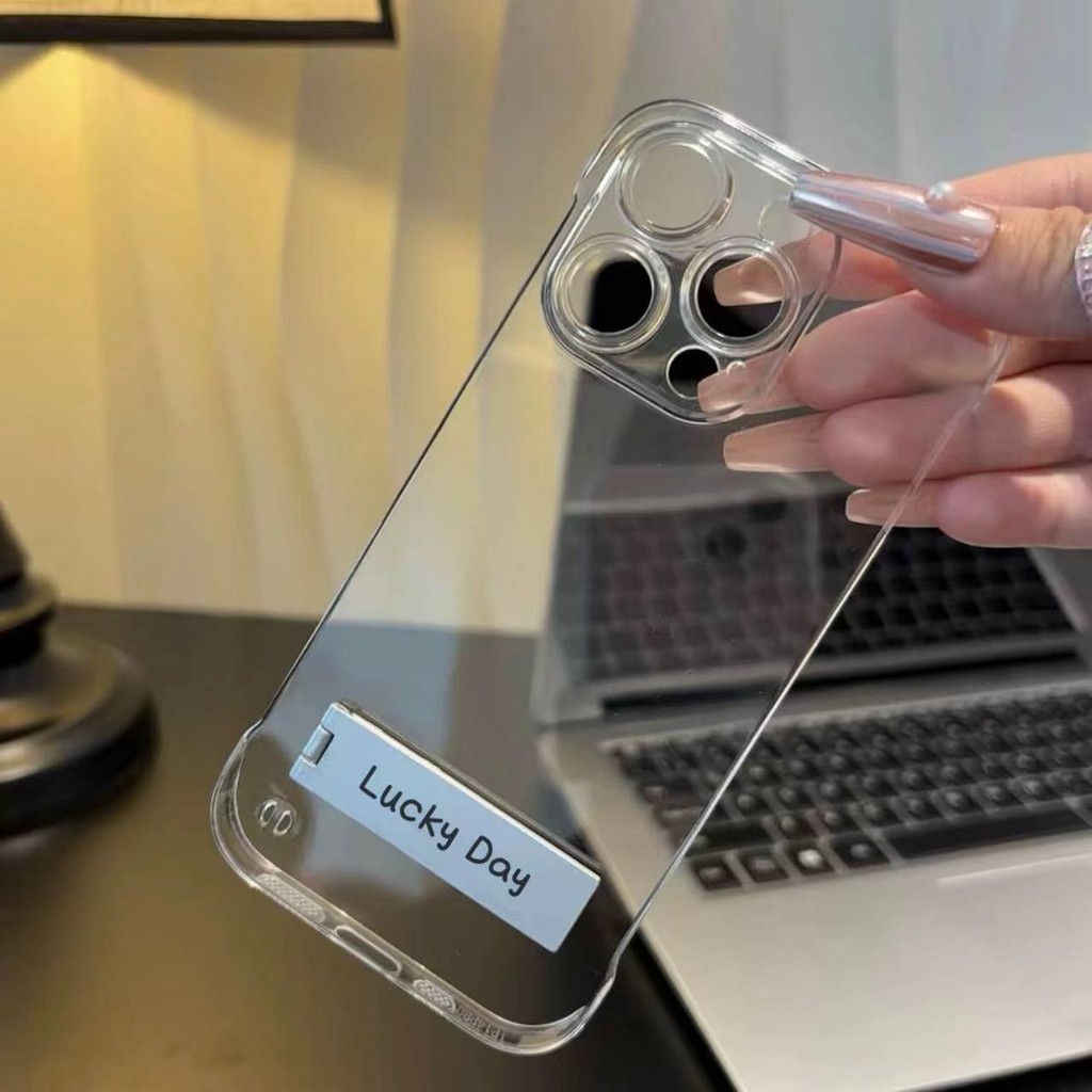Trần Không Biên Giới Mẫu Mới Nhất Ốp Lưng Điện Thoại Di Động Tương Thích Cho IPhone 13 14 15PRO 16PLUS 12 11 16PROMAX 14PLUS 11PROMAX Siêu Mỏng Giá Đỡ Kim Loại Cao Cấp Giá Đỡ Trong Suốt