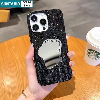 Suntaiho Ins Classic Đen Hình Học Gương Ốp điện thoại Cho Iphone 15 14 13 12 11 Pro Max IP 7 8 Plus Iphon X Xs XR Xs Max Silicon Mềm Cao Cấp Chống Sốc Ốp điện thoại