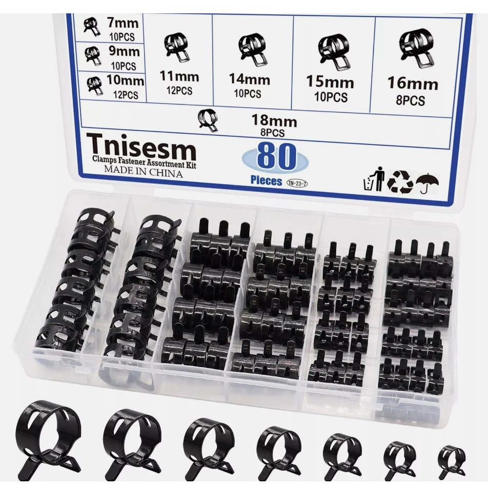 80 Chiếc 7mm-18mm Dây Lò Xo Nhiên Liệu Dầu Dòng Silicon Chân Không Ống Kẹp Bộ Dụng Cụ Ống Khí Kẹp Dâ