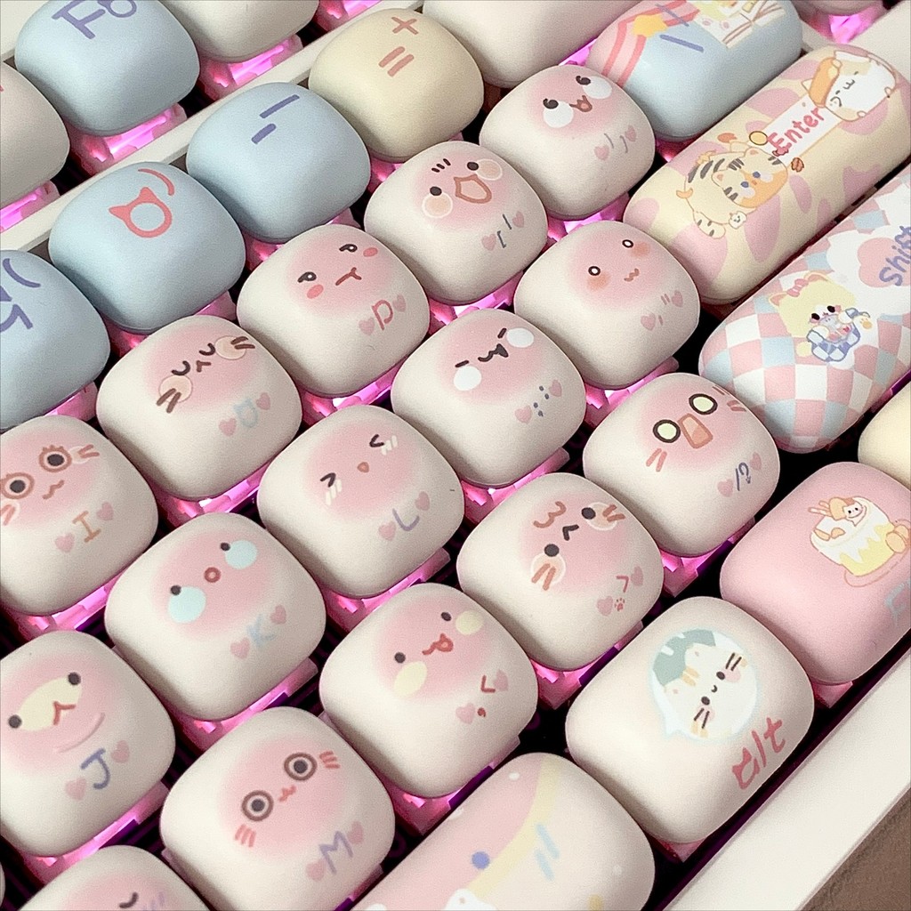 Sweet Cat Mantou Keycap MOG Profile 140 Phím PBT Thuốc nhuộm năm mặt thăng hoa 7u Spacebar Alice Cơ khí Mặt tròn In Keycaps Cá tính Sáng tạo Mèo con dễ thương Keycap màu hồng | BigBuy360 - bigbuy360.vn