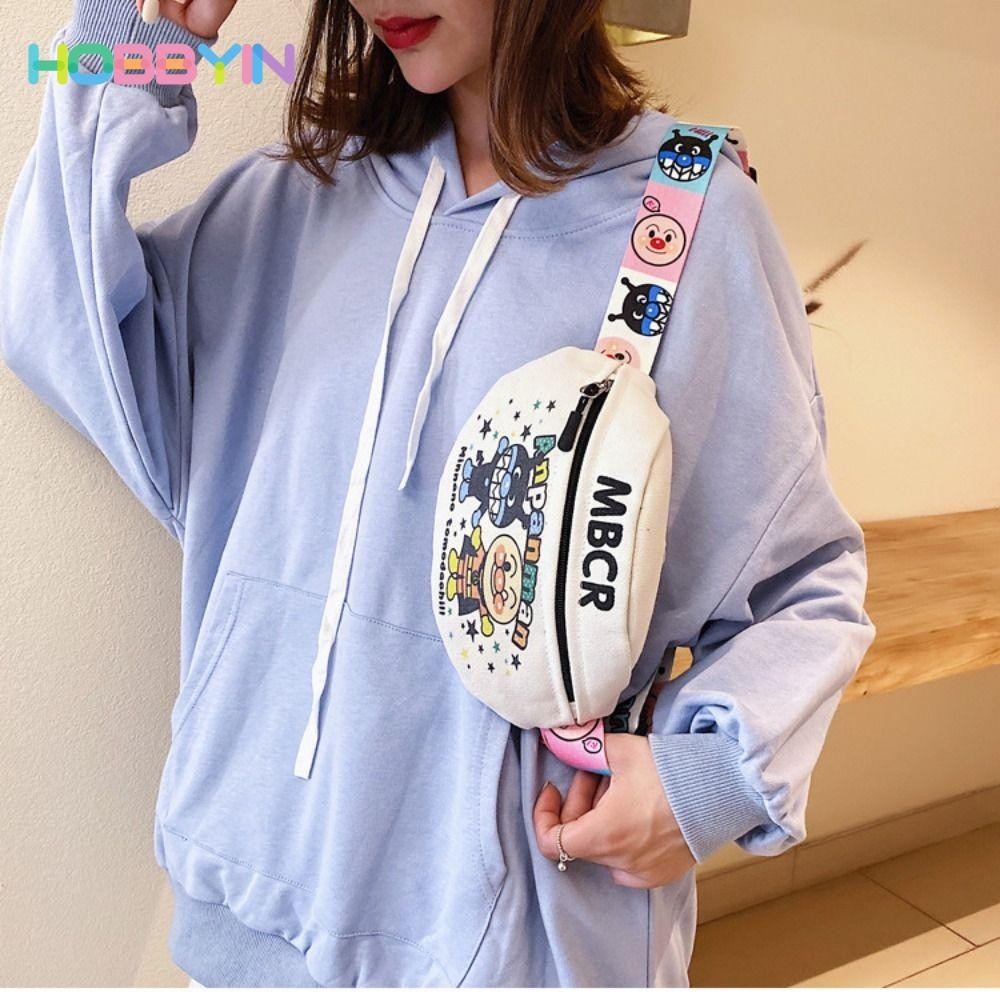 Túi đeo ngực, Túi đeo thắt lưng bằng vải Canvas dễ thương, Túi đeo vai băng thông rộng thời trang dành cho nữ