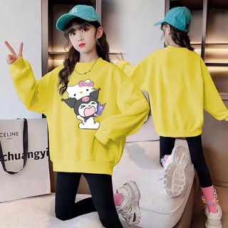 Áo nỉ nam nữ in hoa thương hiệu thời trang hoạt hình quốc gia áo dài tay cổ tròn mẫu mỏng trẻ lớn mẫu mới mùa xuân thu
