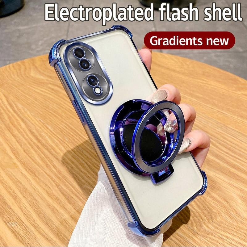 Ốp Gương Giá Đỡ Từ Tính Cho Honor X7B CLK-LX1 CLK-LX2 CLK-LX3 Vỏ Mạ Bling Điện Thoại Silicon Mềm TPU