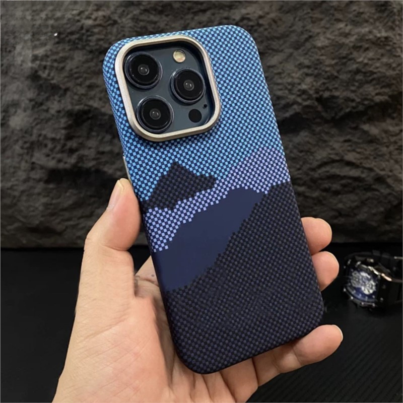 Iphone 15 Plus 14 13 12 11 Pro Max Kevlar Họa tiết Vỏ không từ tính Vỏ bọc thép bằng sợi Carbon sang