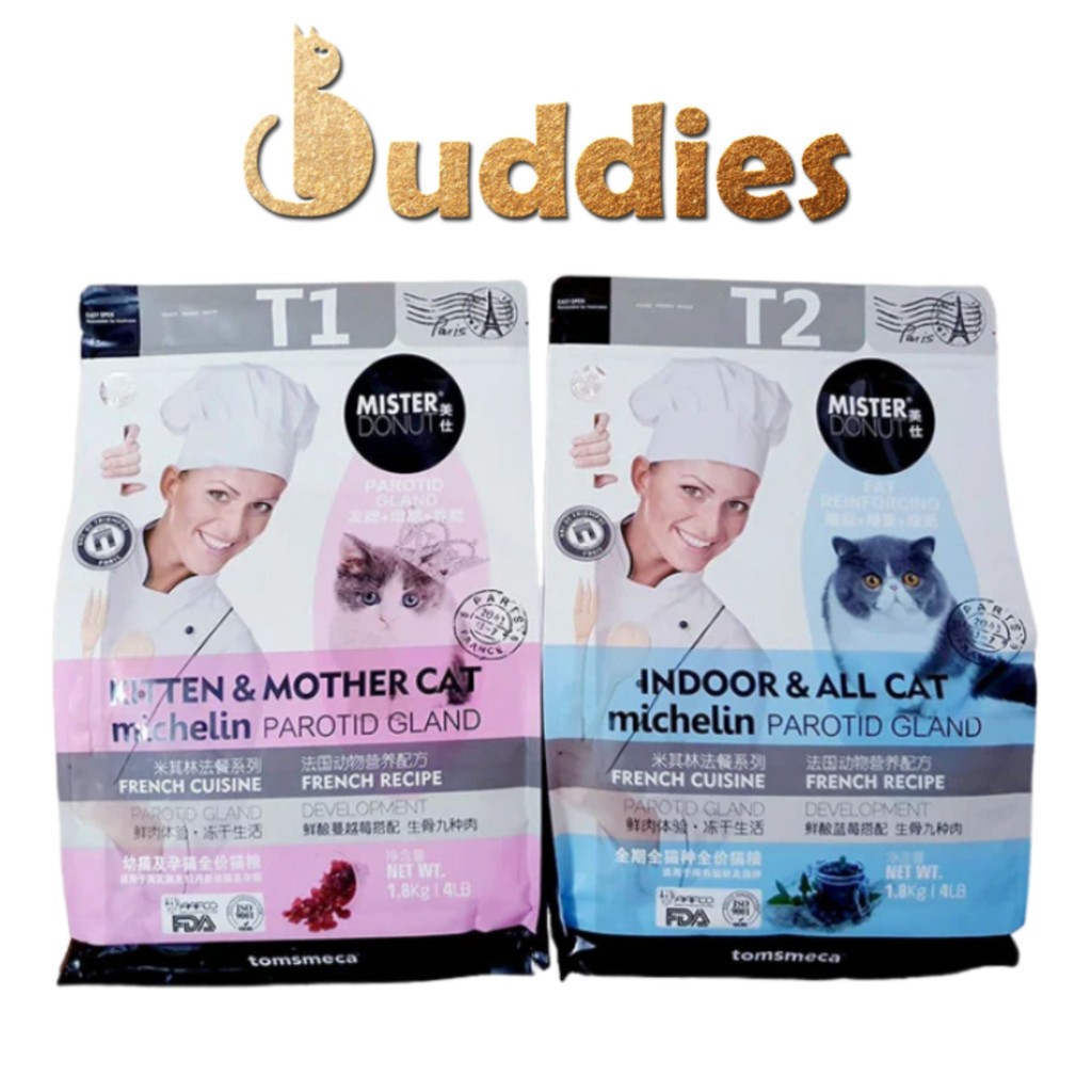 Hạt Mister Donut T1 và T2 Dành Cho Mèo Trưởng Thành Và Mèo Con - Túi 1.8kg - BUDDIES