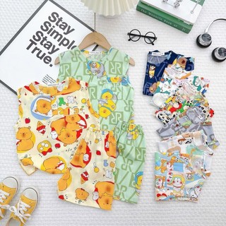  TL42-Đồ Bộ Tole Lanh Áo Sát Cánh Quần Ngắn Cho Bé Trai Size 8-27kg B1 