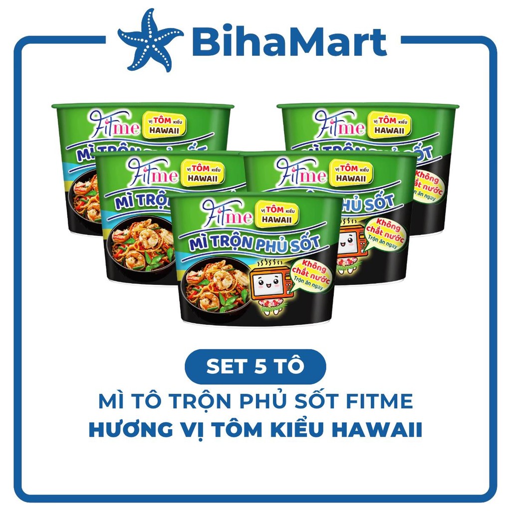 [SET5TÔ]-THIEN HUONG FOOD- Mì tô trộn phủ sốt Fitme hương vị tôm kiểu Hawaii, Mì tô trộn Fitme tôm k