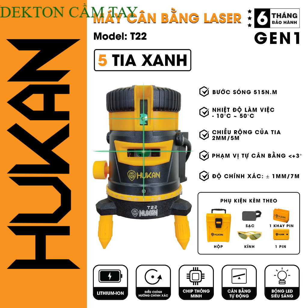 [Chính hãng] Máy Cân Bằng Laze HUKAN HK-T22 - Máy cân mực Hukan chính hãng DEKTON CẦM TAY